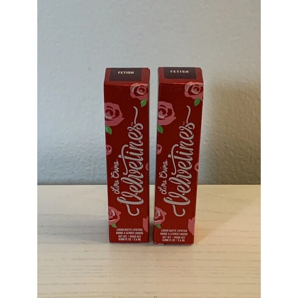 2X LIME CRIME Matte Velvetines Liquid Lipstick FETISH Deep Plum Purple NIB NEW